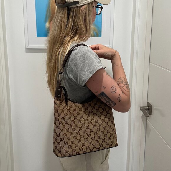 GUCCI Jackie Medium Shoulder Bag GG Canvas Authentic - Picture 11 of 11